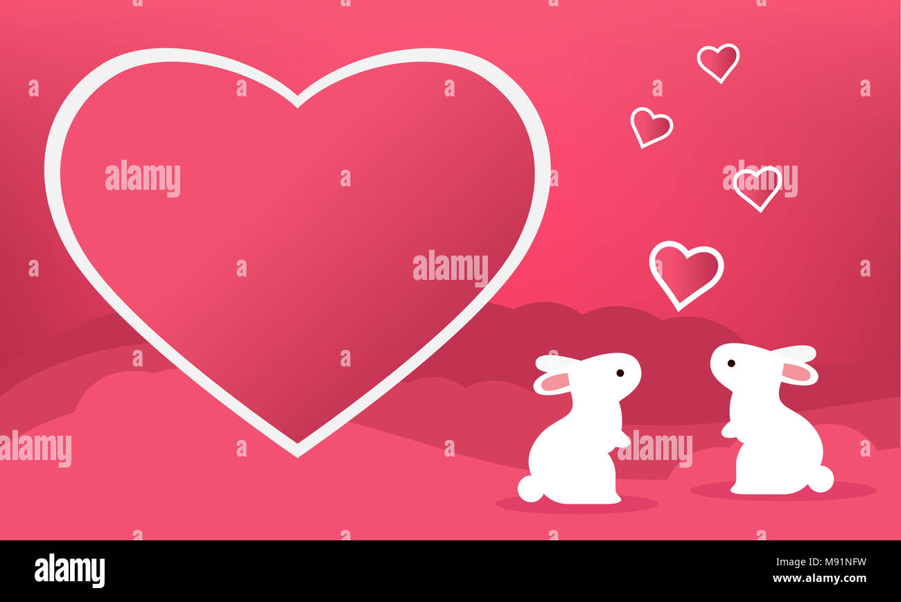 Mama und Baby Kaninchen in Rosa mit Herzen Valentinstag Hintergrund  Stockfotografie - Alamy