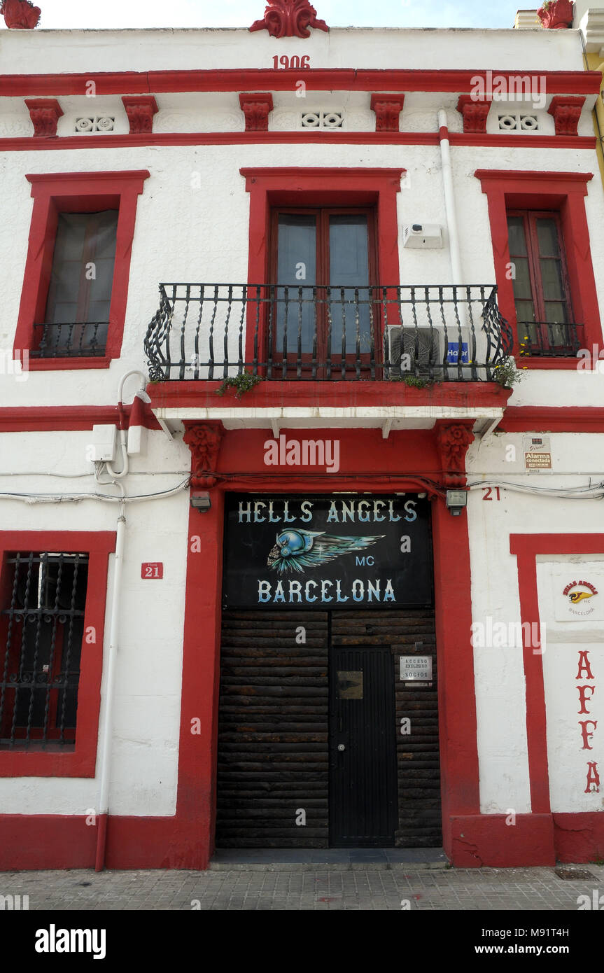 Barcelona Hauptsitz Hells Angels Motorcycle Club Stockfoto