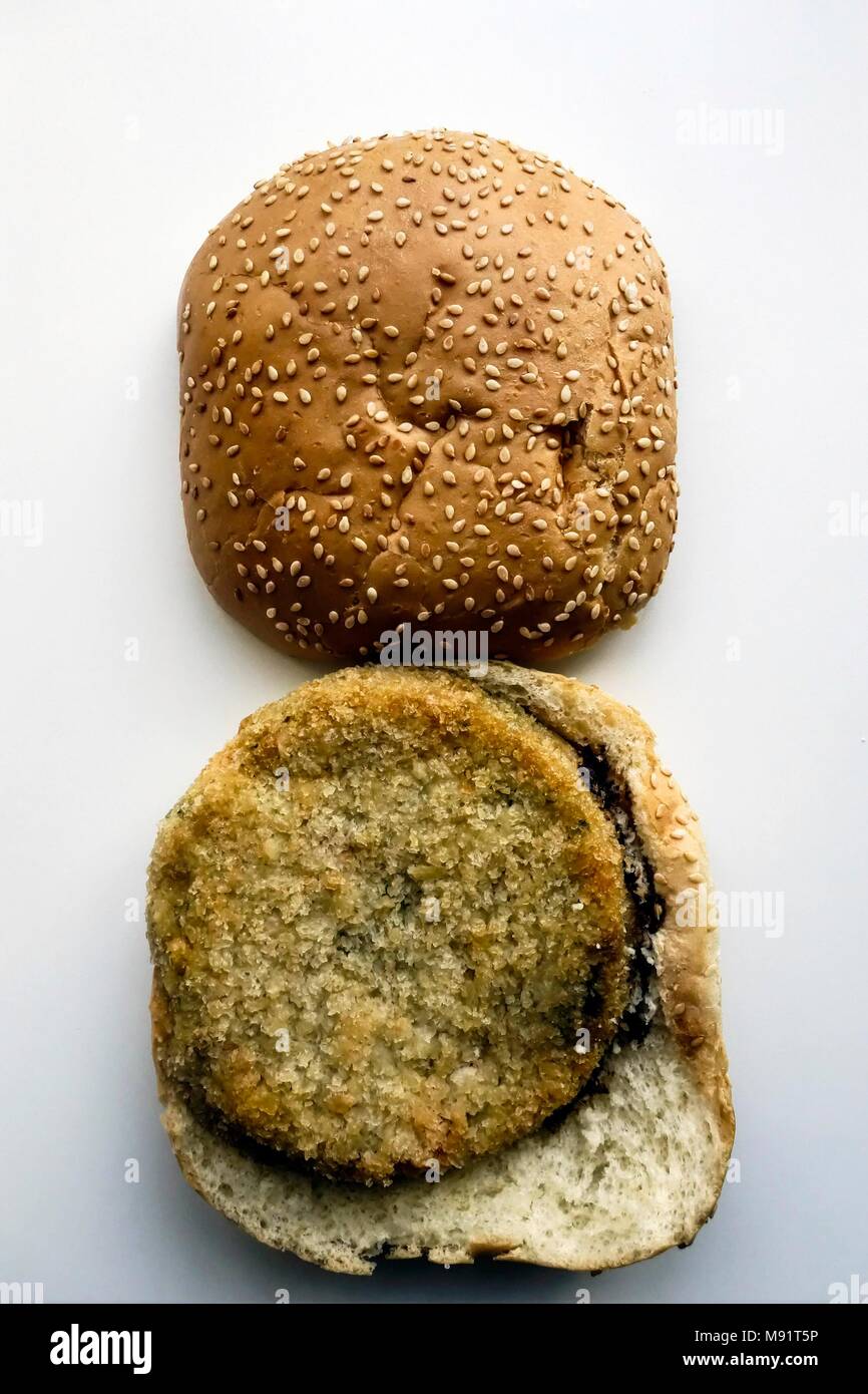 Veggie Burger Vorbereitung Stockfoto