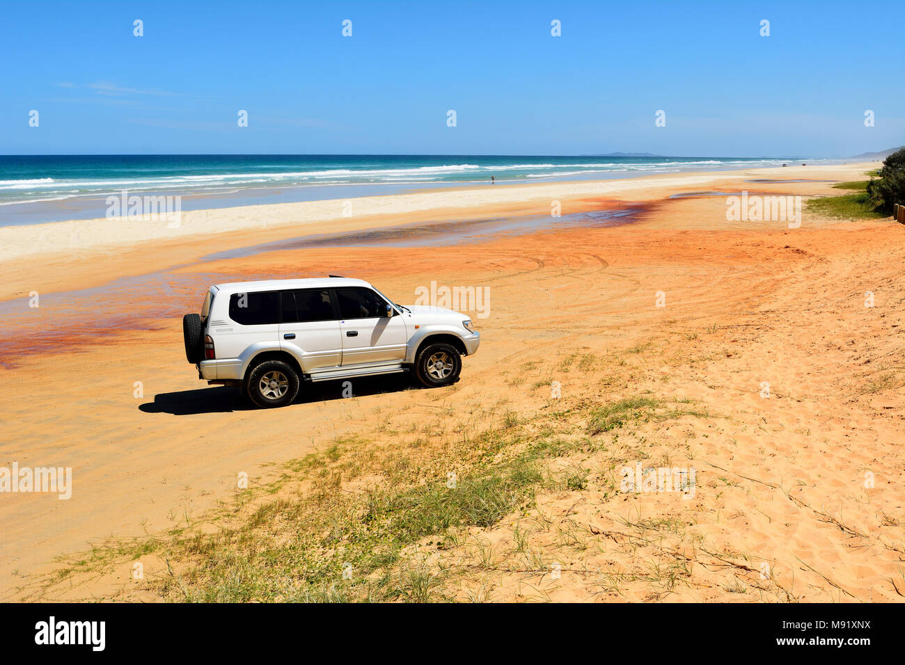 Great Sandy National Park, Queensland, Australien â € "19. Dezember 2017. 40-Mile Beach in der Great Sandy National Park, Queensland mit 4WD Toyota Prado Fahrzeug Stockfoto