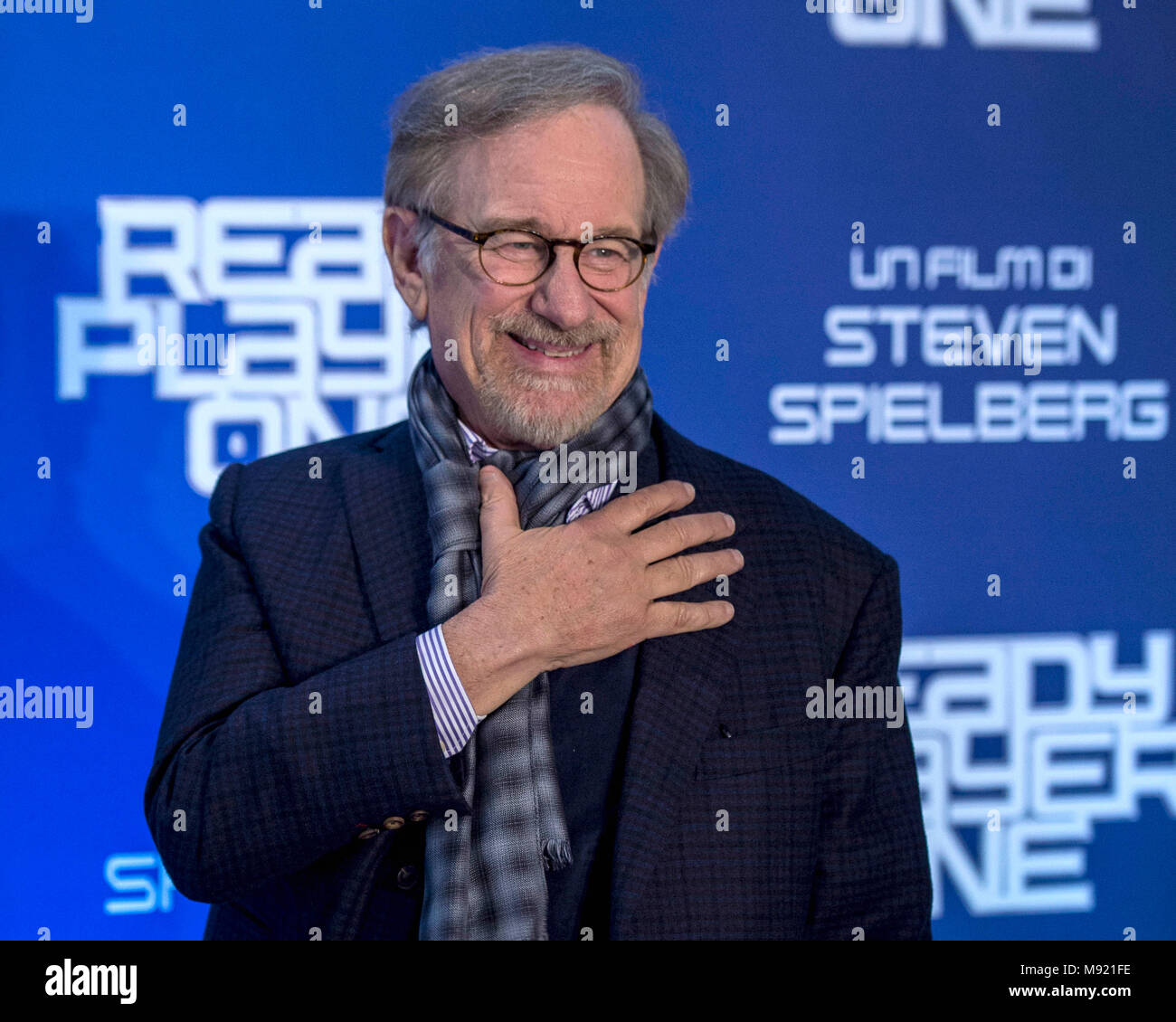Italien, Rom, 21. März 2018: Fotoshooting des Films 'Ready Player One' dargestellt, Academy award Direktor Steven Spielberg Foto © Fabio Mazzarella/Sintesi/Alamy leben Nachrichten Stockfoto