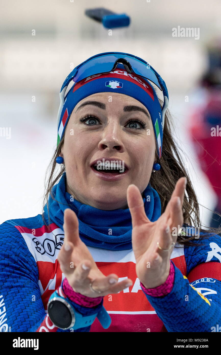 In Tjumen, Russland - 21. MÄRZ 2018: biathleten Dorothea Wierer von Italien  Training vor der Saison 2017/2018 IBU Biathlon Weltcup treffen in Tjumen,  Russland. Sergei Bobylev/TASS Stockfotografie - Alamy