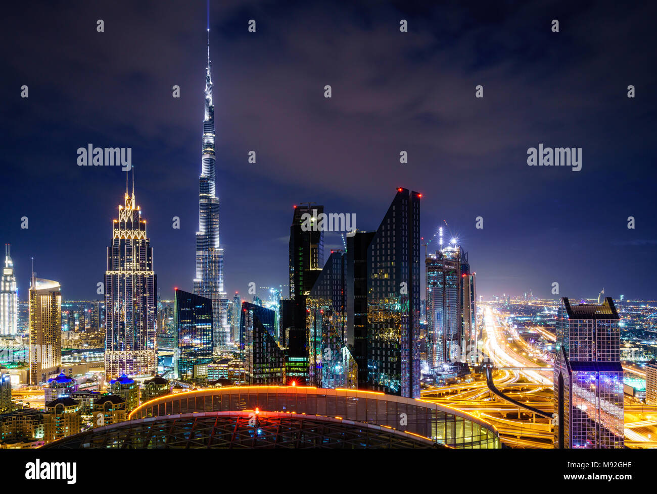 Nächtliche High Point anzeigen Duba downtowni Skyline Stockfoto
