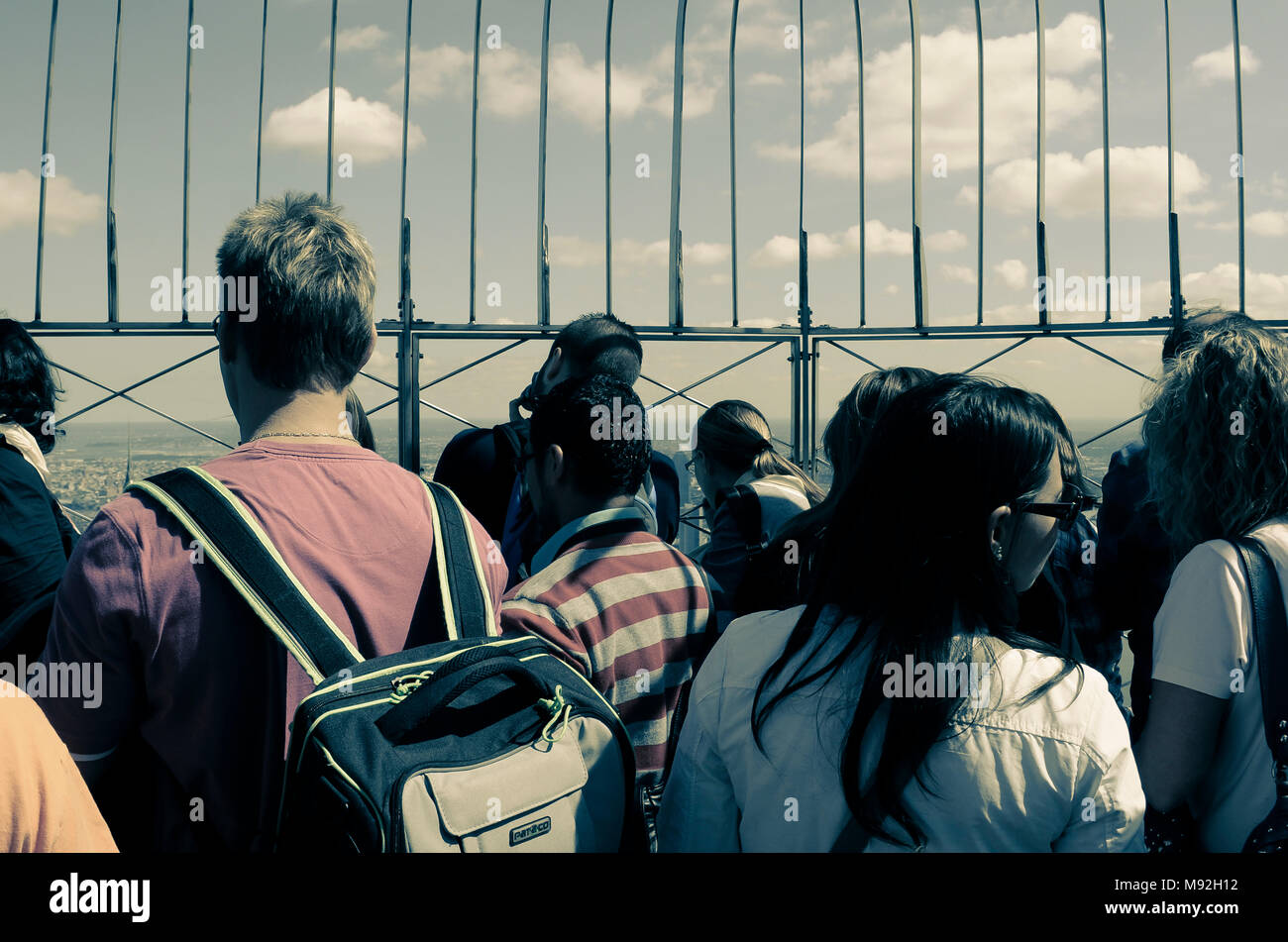 Empire State Building Touristen Stockfoto