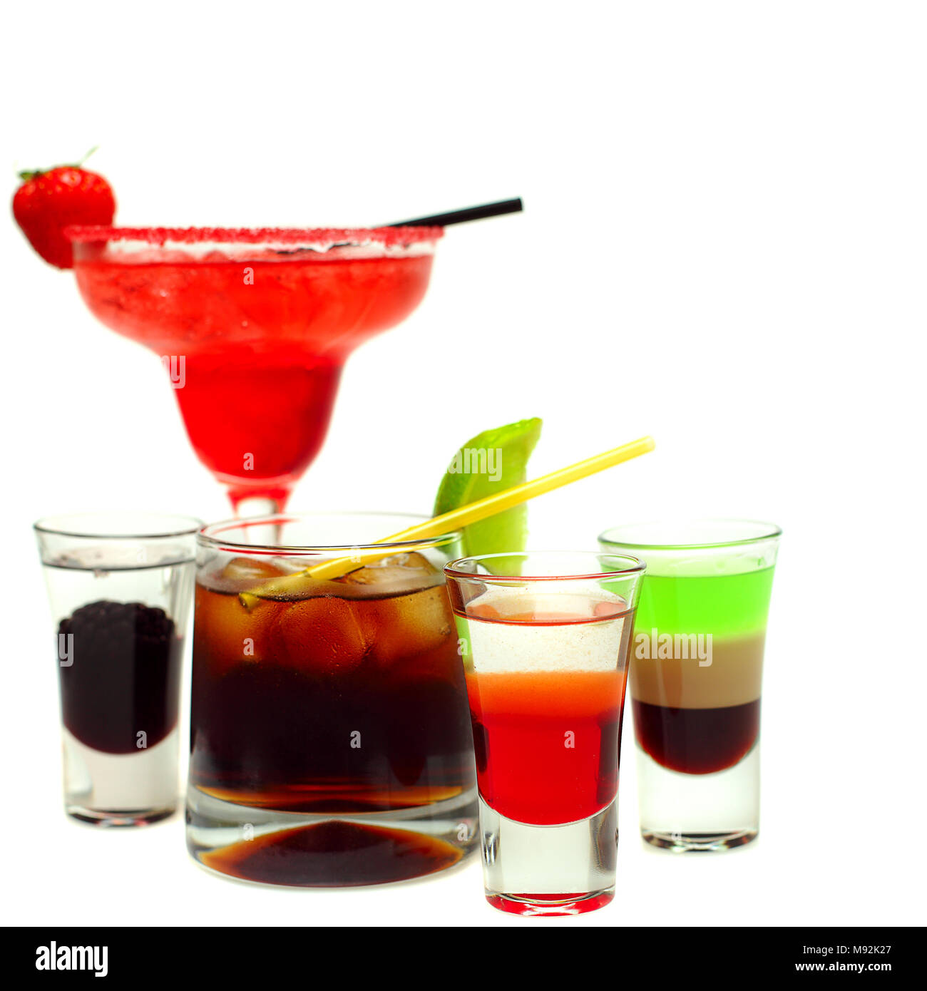 Cocktail Glas auf weißem Hintergrund Stockfoto