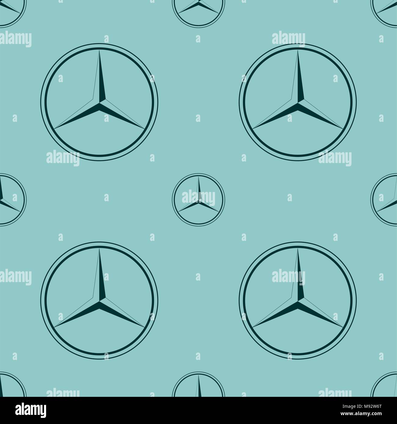 Mercedes Benz Emblem auf blauem Hintergrund Stock-Vektorgrafik - Alamy