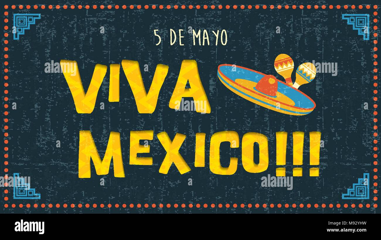 Cinco de Mayo Grußkarte Illustration für spezielle mexikanische Veranstaltung. Lateinische Kultur party Design mit mariachi Dekoration und Vintage backgr Stock Vektor