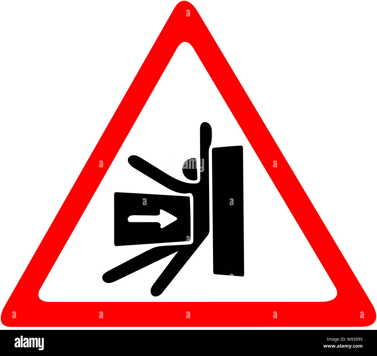 Sie können verletzt werden etwas schlagen können Sie Vorsicht Warnung sein. Rot verbot Warnsymbol Zeichen auf weißem Hintergrund. Stockfoto