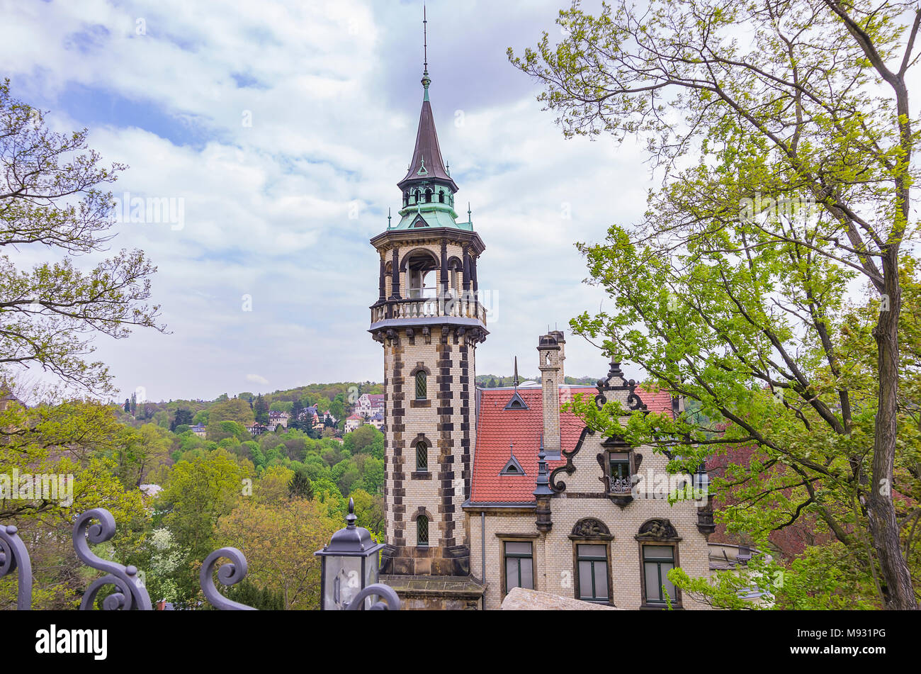 Dresden, Sachsen, Deutschland - Blick auf Villa San Remo in der Villa Quartal Loschwitz. Stockfoto