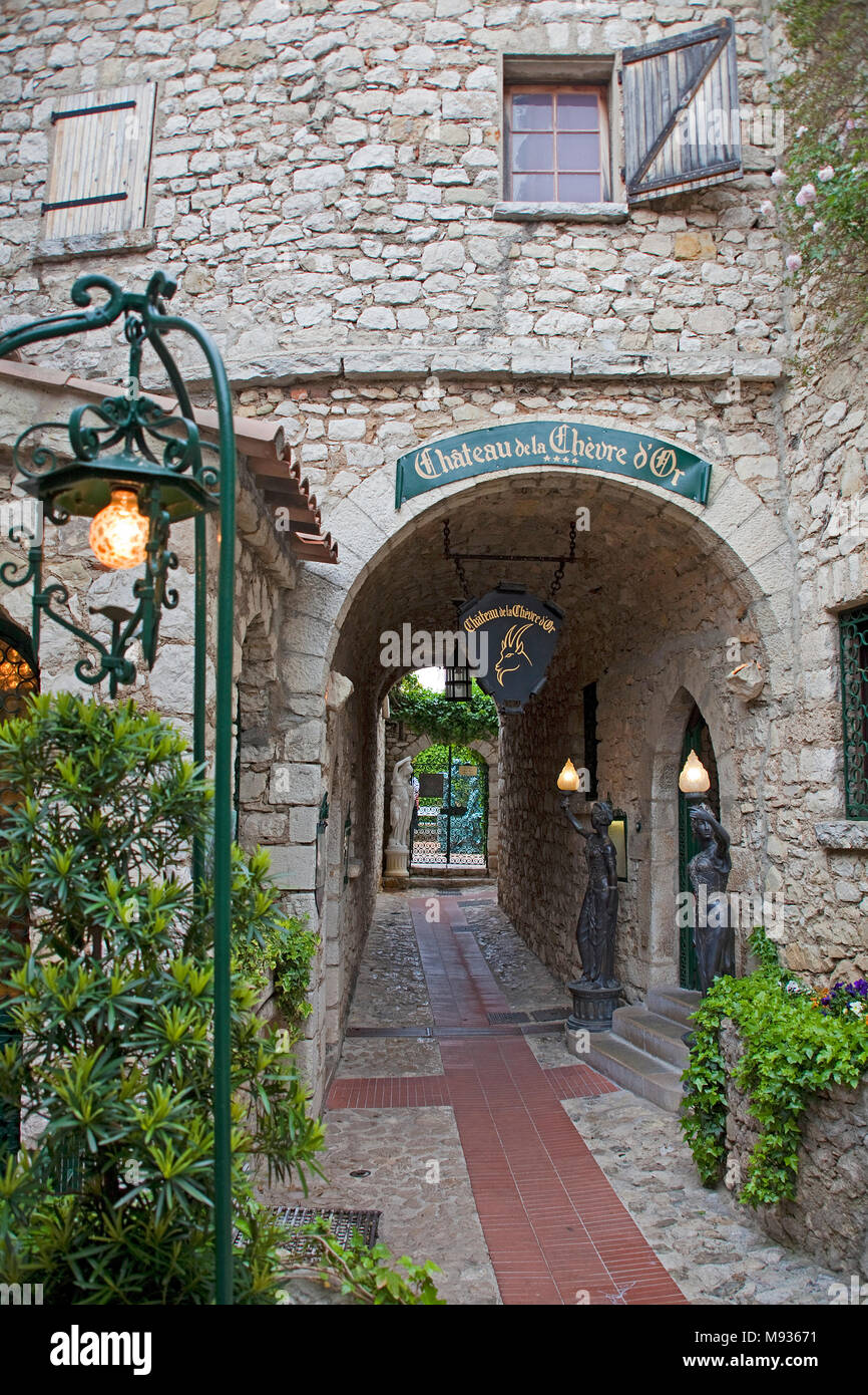 Restaurant Chateau Eza an mittelalterlichen Èze Village, Provence, Var, Cote d'Azur, Südfrankreich, Frankreich, Europa Stockfoto