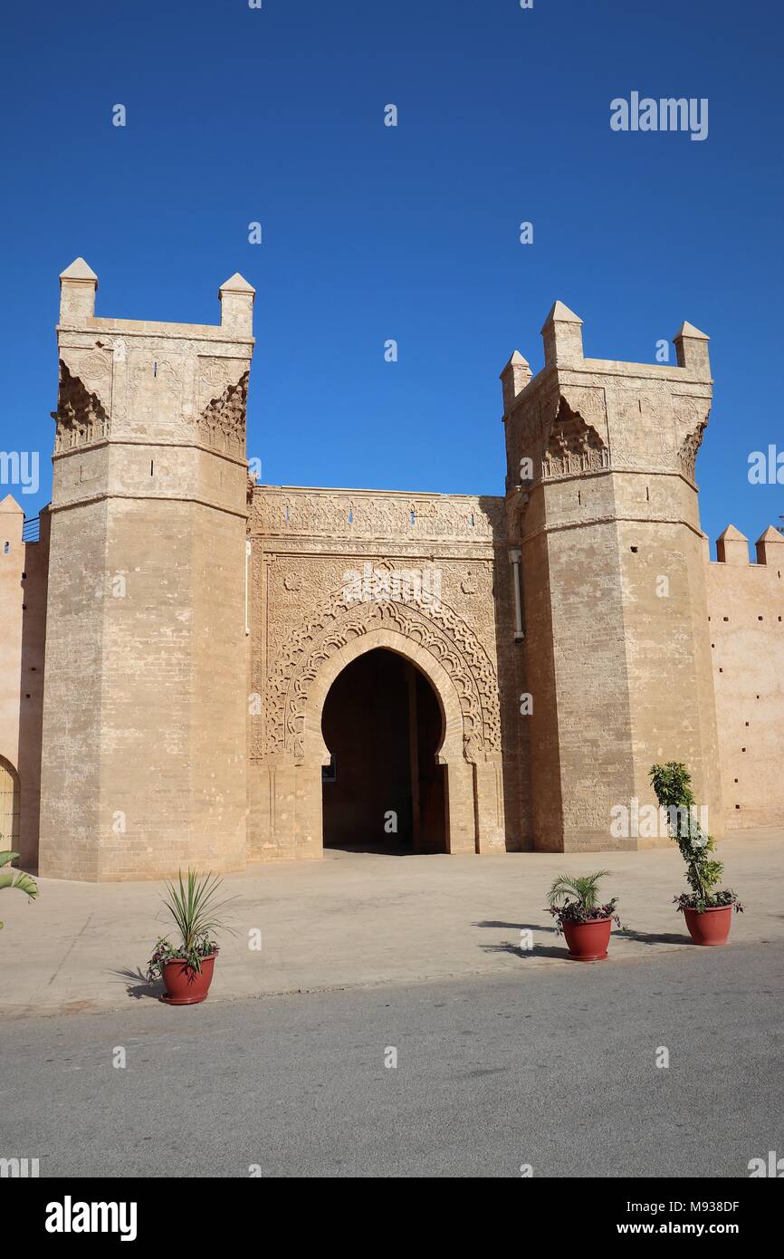 Haupteingang der Nekropolis von Chellah, Rabat, Marokko Stockfoto