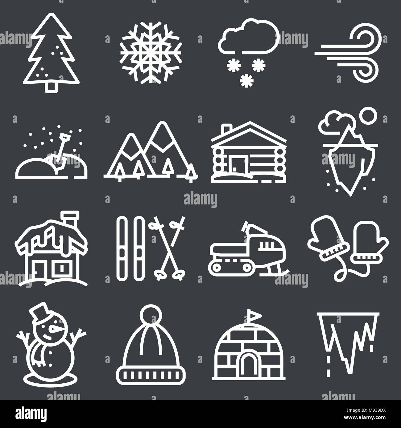 Winter Symbole mit grauem Hintergrund Stock Vektor
