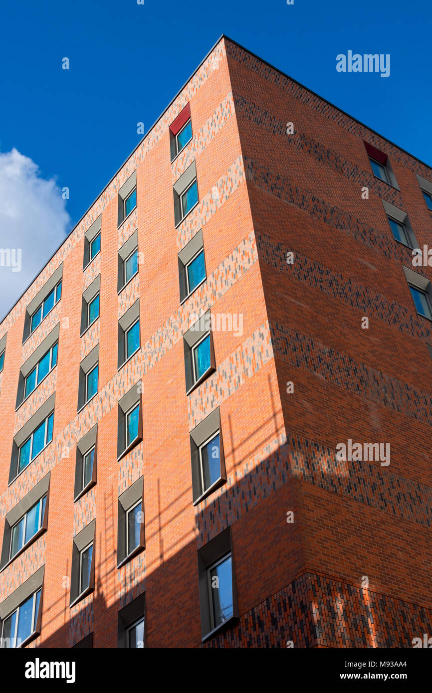 Das Sägewerk Court Apartment Block kurz vor dem Abschluss steht, Ancoats, Manchester, England, Großbritannien Stockfoto
