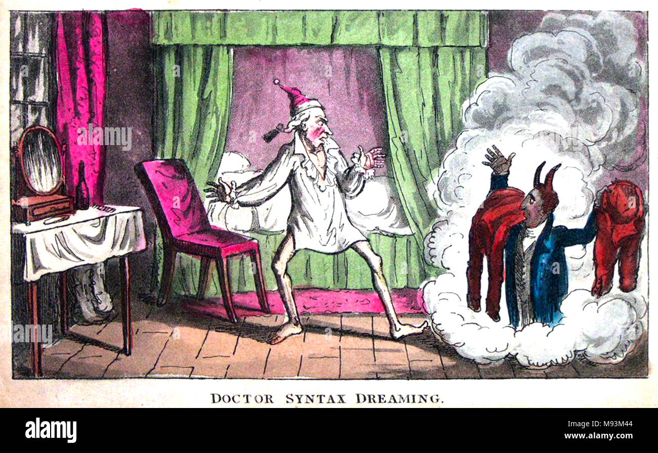 Arzt SYNTAX TRÄUMEN Acquatint von Isaac Cruikshank über 1820 Stockfoto