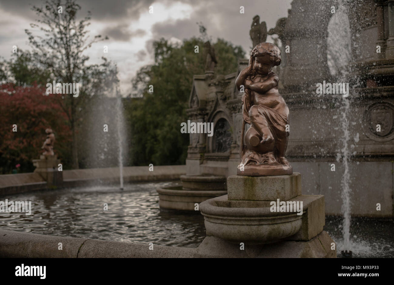 Cherub auf Stewart Memorial Fountain Kelvingrove Park Glasgow Stockfoto
