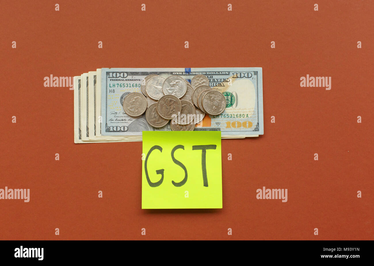 Neue Währung und die Waren und die Dienstleistung, Steuer, GST-Steuer Stockfoto