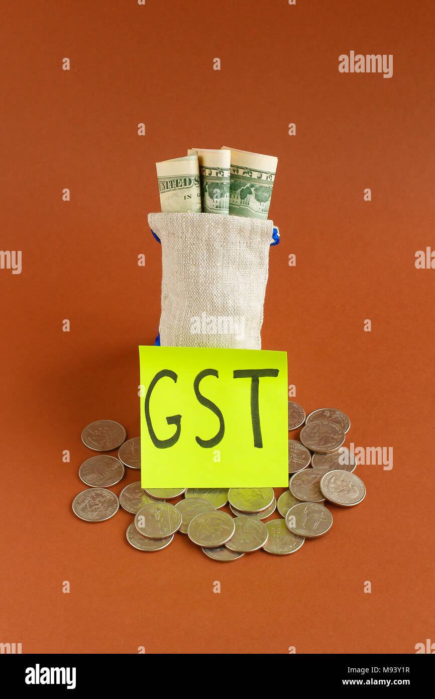 Neue Währung und die Waren und die Dienstleistung, Steuer, GST-Steuer Stockfoto