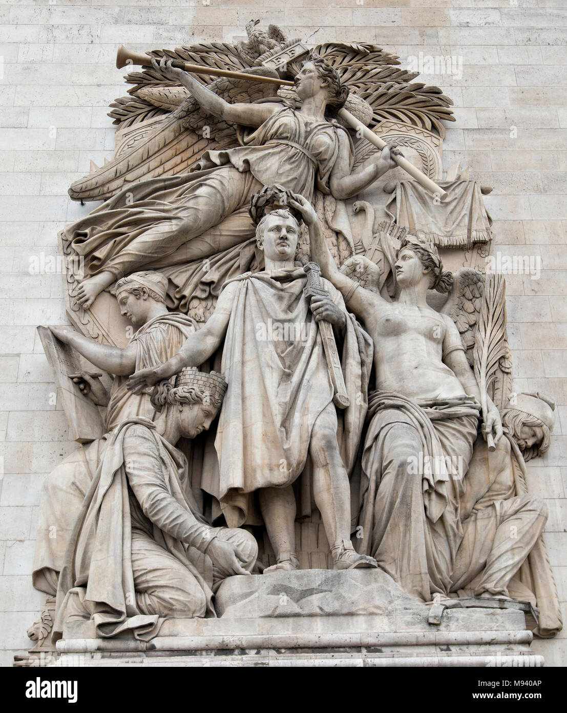 Statuen am Triumphbogen in Paris Frankreich Stockfoto