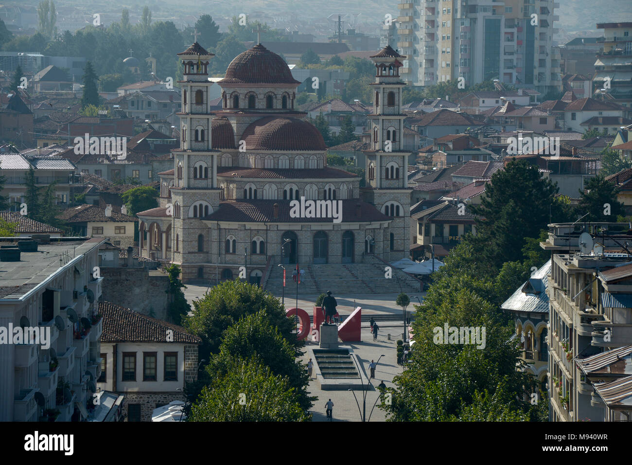 Albanien, Korça, Orthodoxe Kathedrale, gebaut 1992-95/ALBANIEN, Korca, orthodoxe Kathedrale Stockfoto