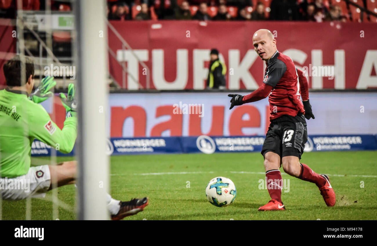 Deutschland, Nürnberg, Max Morlock Stadion 02.02.2018 - 2.Bundesliga - 1. FC Nürnberg gegen Erzgebirge Aue - Bild: Tobias Werner #13. Stockfoto