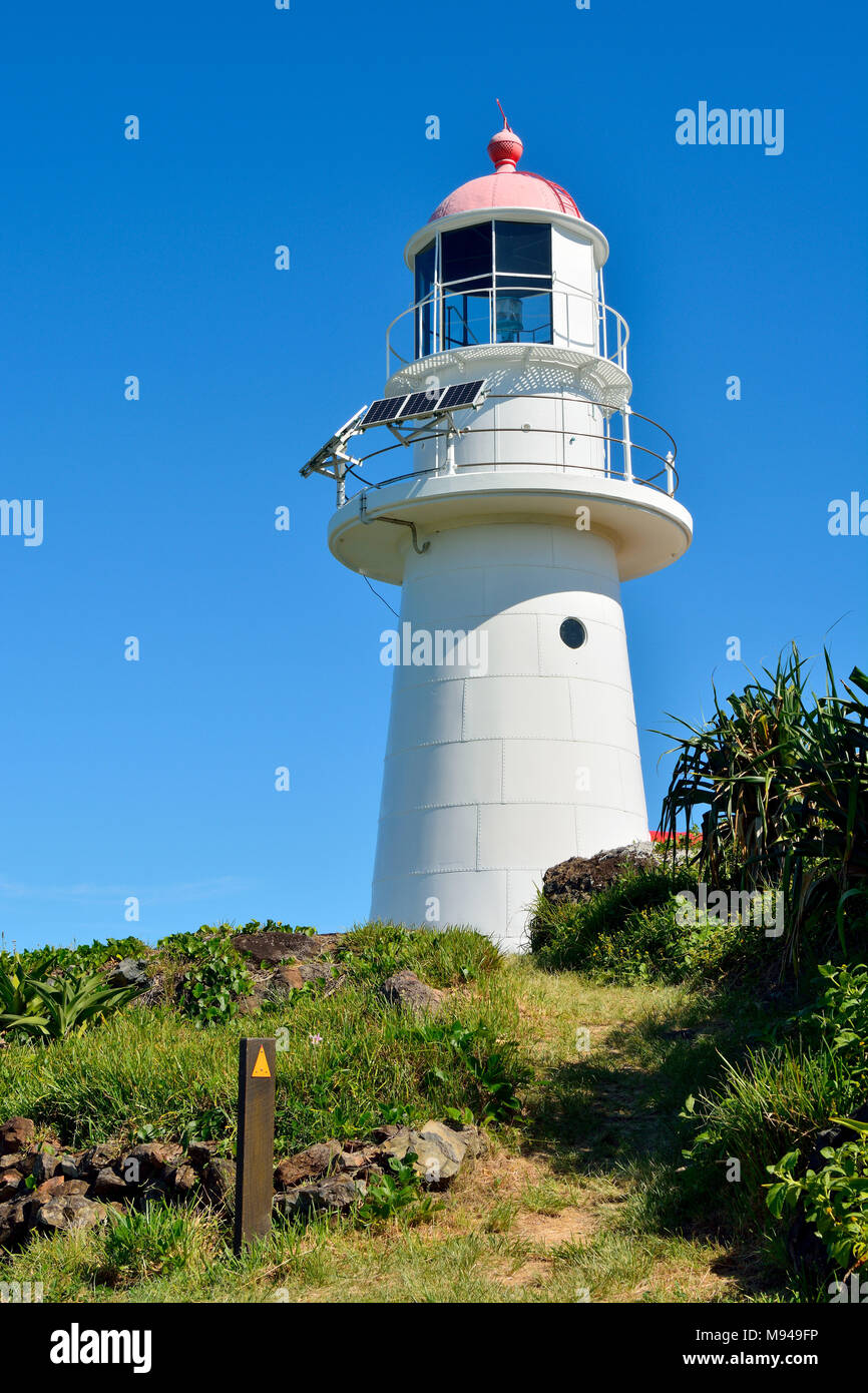 Leuchtturm aus dem Jahre 1884 mit doppelter Insel Punkt in der Great Sandy National Park in Queensland, Australien. Stockfoto