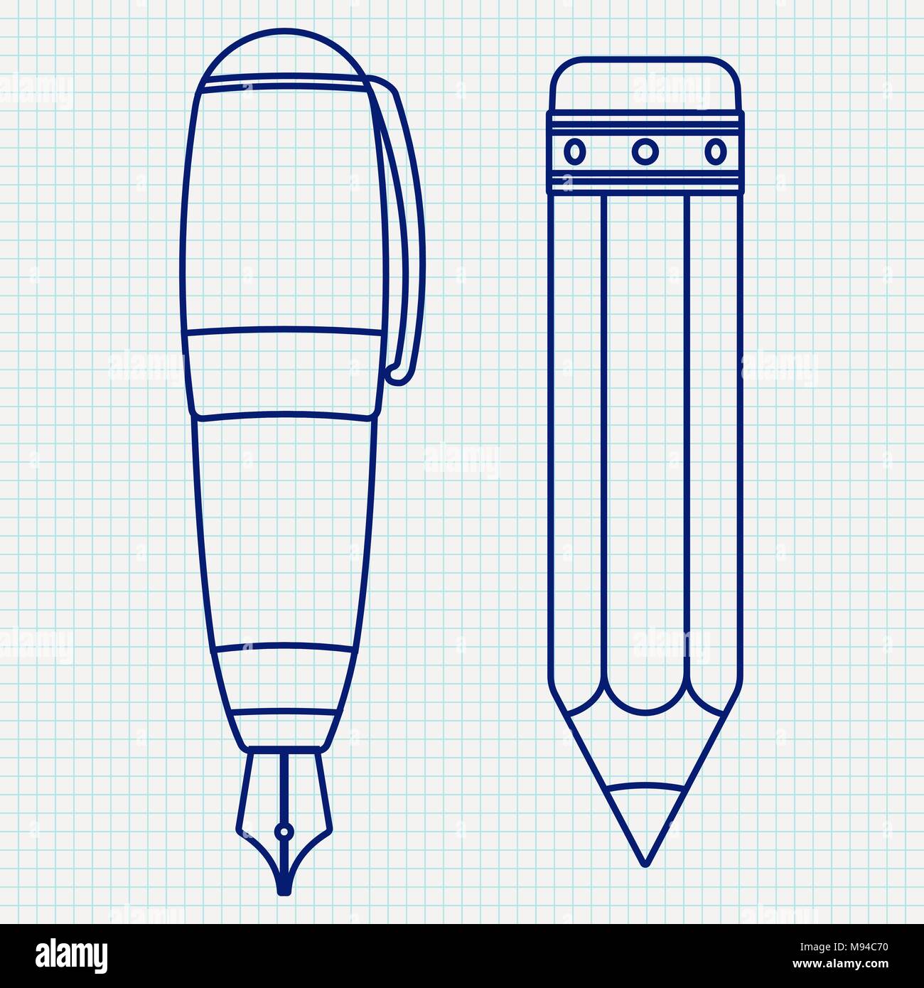 Kugelschreiber und Bleistift. Übersicht Symbol Stock Vektor