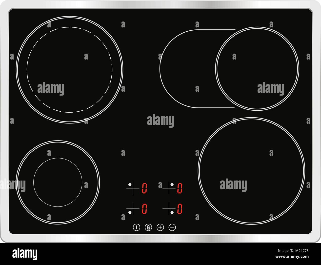 Elektrische Keramik Backofen. Cooktop Stock Vektor