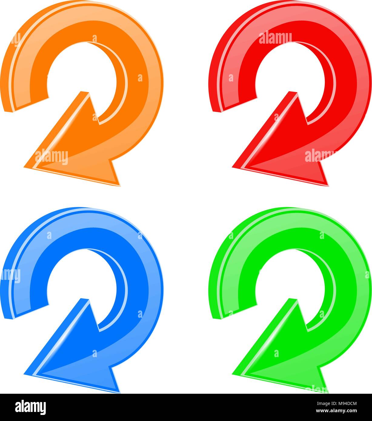 Symbol "Aktualisieren". Mehrfarbiger glänzend 3d kreisförmigen Pfeilen Stock Vektor