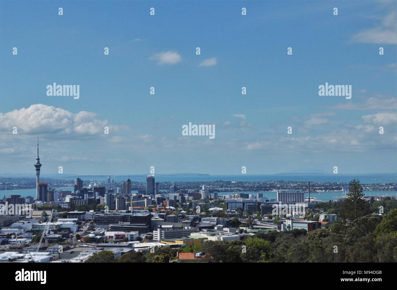 Tolle Aussicht auf die Stadt Auckland und skytower Stockfoto