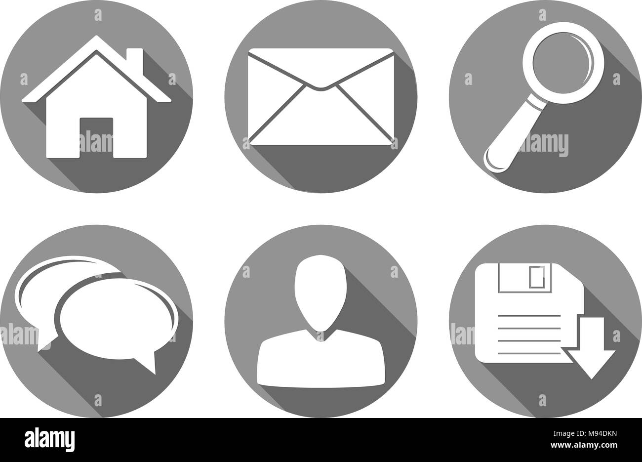 Satz runder grauer internet Symbole Stock Vektor