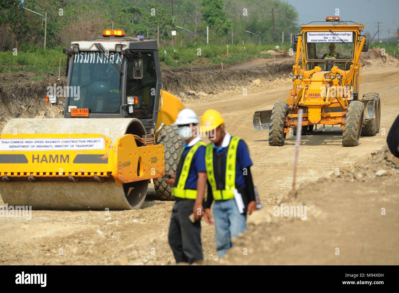 (180323) - PAK CHONG, 23. März 2018 (Xinhua) - Foto am 22. März 2018 zeigt die Baustelle von Thailand-China Hochgeschwindigkeitszug Projekt in Pak Chong, Thailand aufgenommen. Bau des ersten Abschnitts des Thailand-China Hochgeschwindigkeitszug Projekt hat reibungslos läuft, oder 7 Prozent abgeschlossen, Thanin Somboon, Generaldirektor der Thailand Abteilung der Landstraßen, sagte am Donnerstag auf der Baustelle hier. (Xinhua / Rachen Sageamsak) (ZF) Stockfoto
