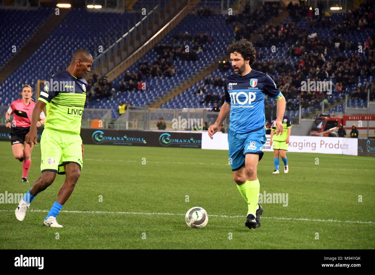 Rom, Italien, 21. März 2018 Stadio Olimpico - mundial matchL, ITALIEN REST DER WELT,, Damiano Tommasi und Aldair Credit: Giuseppe Andidero/Alamy leben Nachrichten Stockfoto