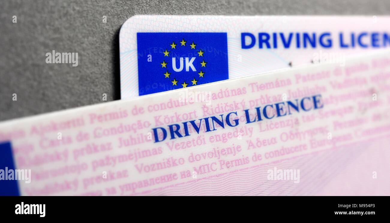 Britischen Führerschein Euro Symbol logo Nahaufnahme Makro Stockfoto
