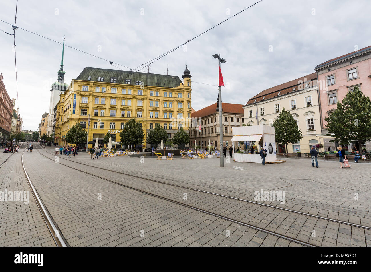 Brünn, TSCHECHISCHE REPUBLIK - 17. JUNI 2017: Blick auf das Stadtzentrum und die Altstadt Teil der tschechischen Stadt Brünn am 17. Juni 2017. Es ist die zweitgrösste Stadt i Stockfoto