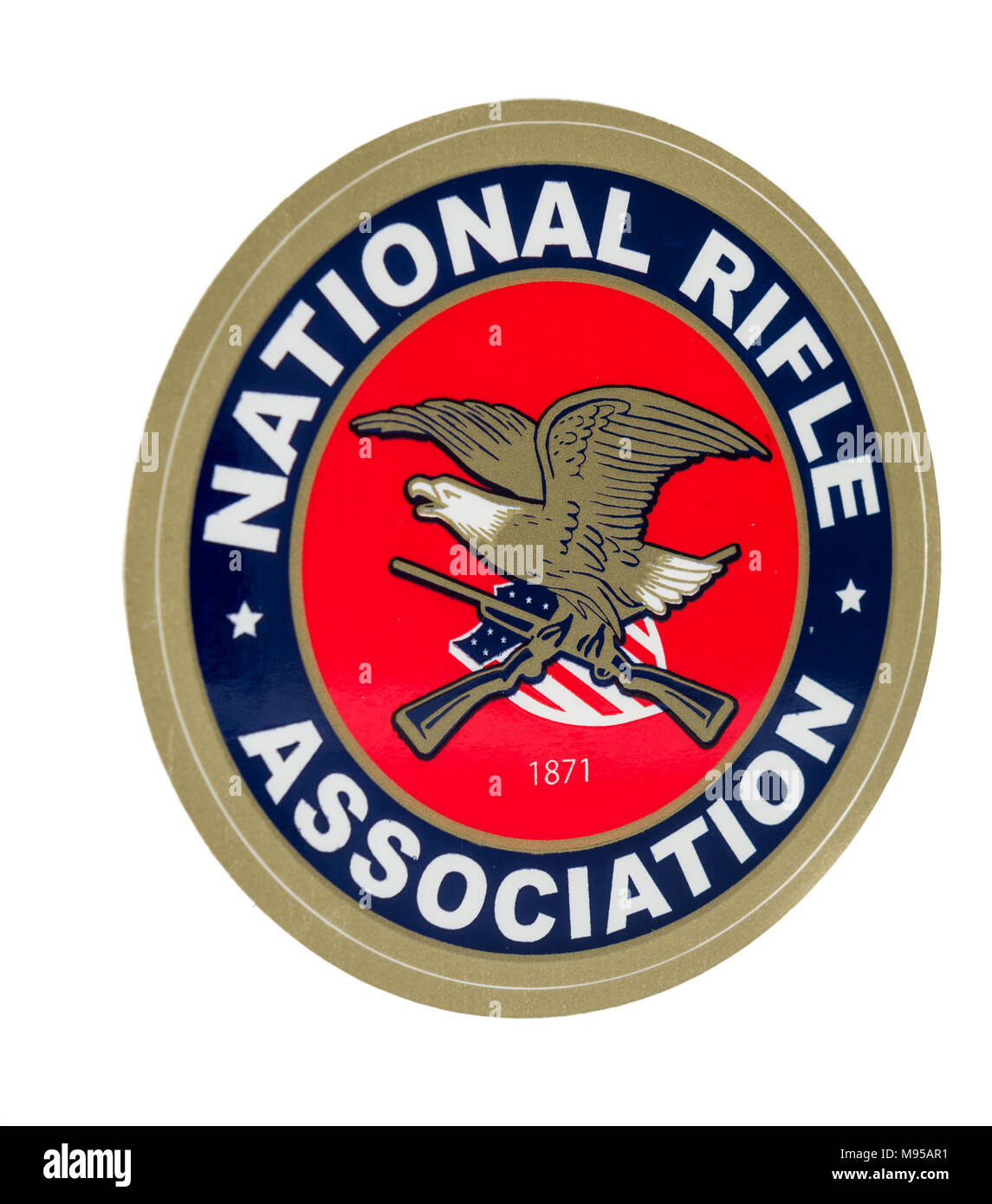 Winneconne, WI - 11. März 2018: ein Aufkleber der NRB National Rifle Association, die die Leute auf es Fahrzeuge auf einem isolierten Hintergrund platzieren würde. Stockfoto