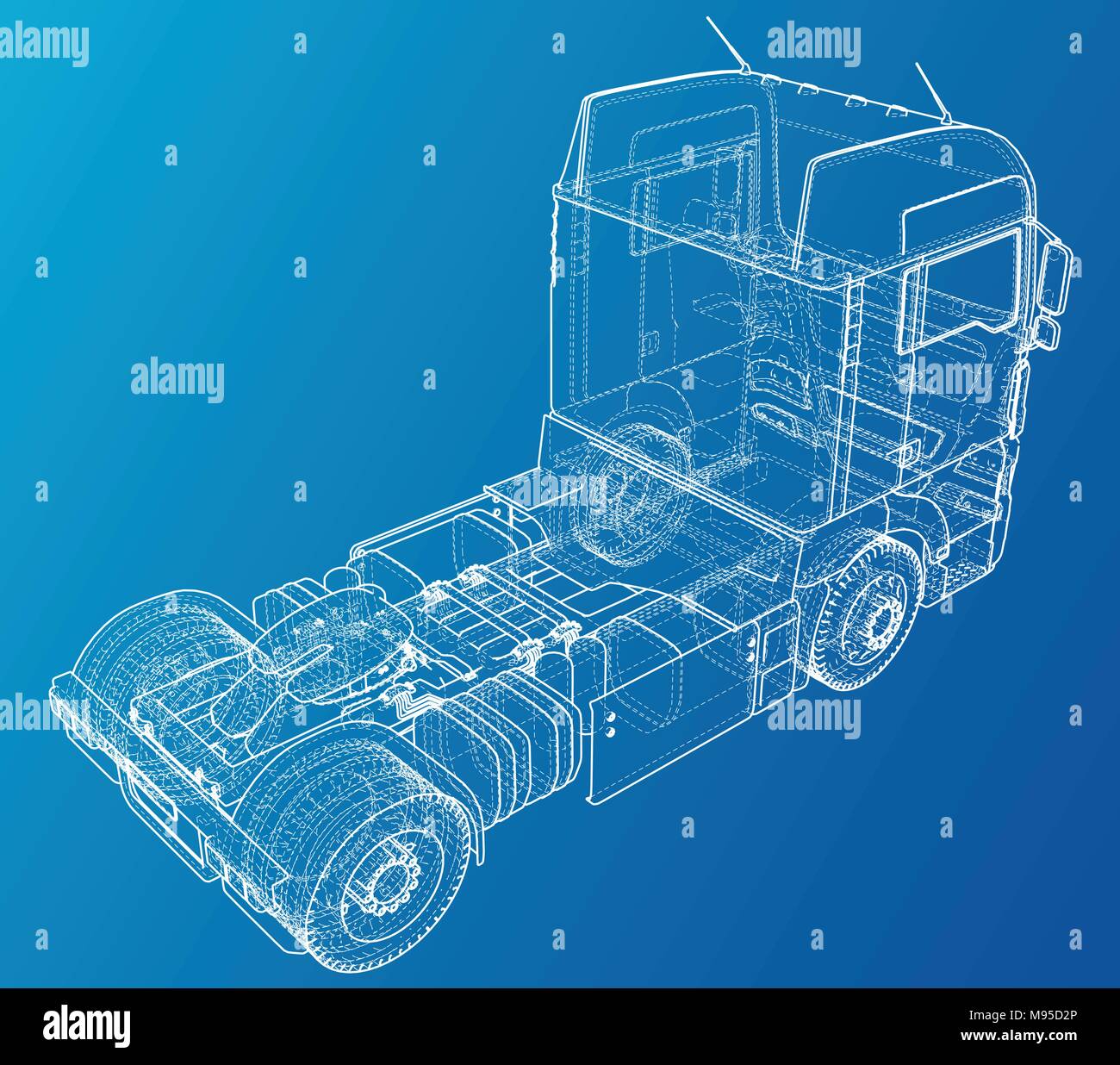 Kommerzielle Lieferung Cargo Truck Vektor für Marke und Werbung isoliert. Erstellt Abbildung der 3d. Wire-Frame Stock Vektor