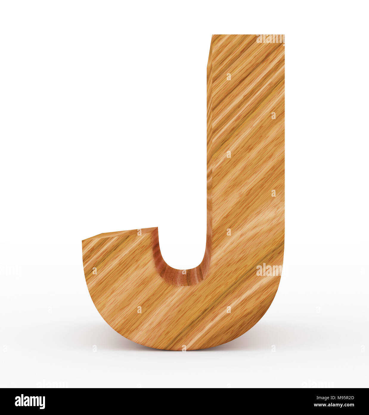 Buchstabe J 3d Holz isoliert auf Weiss - 3D-Rendering Stockfoto