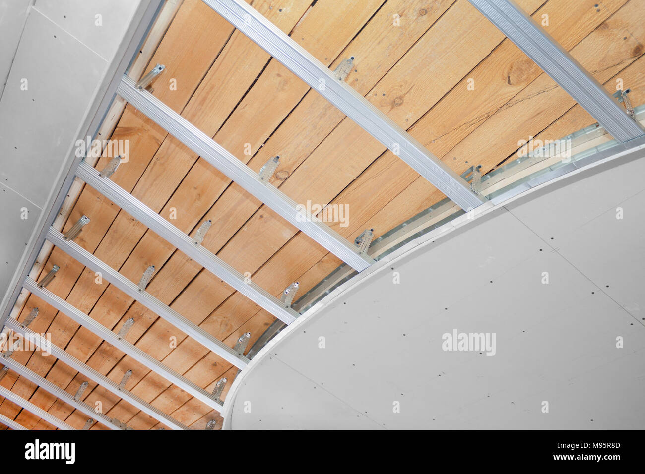 Suspended Ceiling Structure Installation Gypsum Stockfotos