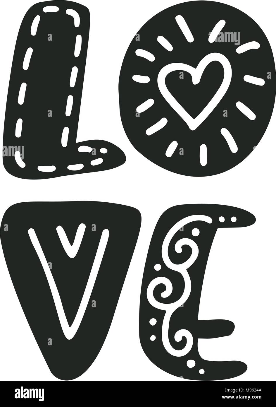Liebe text Vector Valentines Tag Text mit Glitzer Elemente skandinavisch. / Hand Schriftwechsel. Romantisches Angebot für die Gestaltung von Grußkarten, Einladungen, Urlaub Foto Overlays Stock Vektor