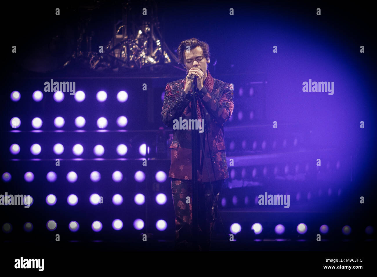 Norwegen, Oslo - März 21., 2018. Der englische Sänger Harry Styles führt ein Live Konzert in Oslo Spektrum in Oslo. (Foto: Gonzales Foto - Tord Litleskare). Stockfoto