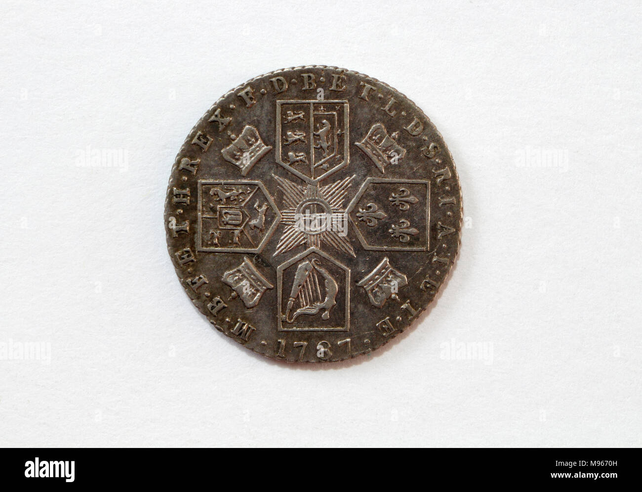 Britische George III. Münze 1787, 3. Sechserpence Stockfoto