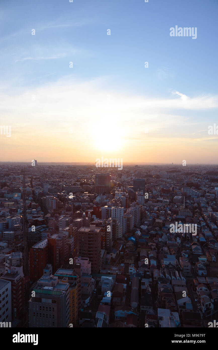 Sonnenuntergang in Setagaya-ku, Tokyo, Japan Stockfoto