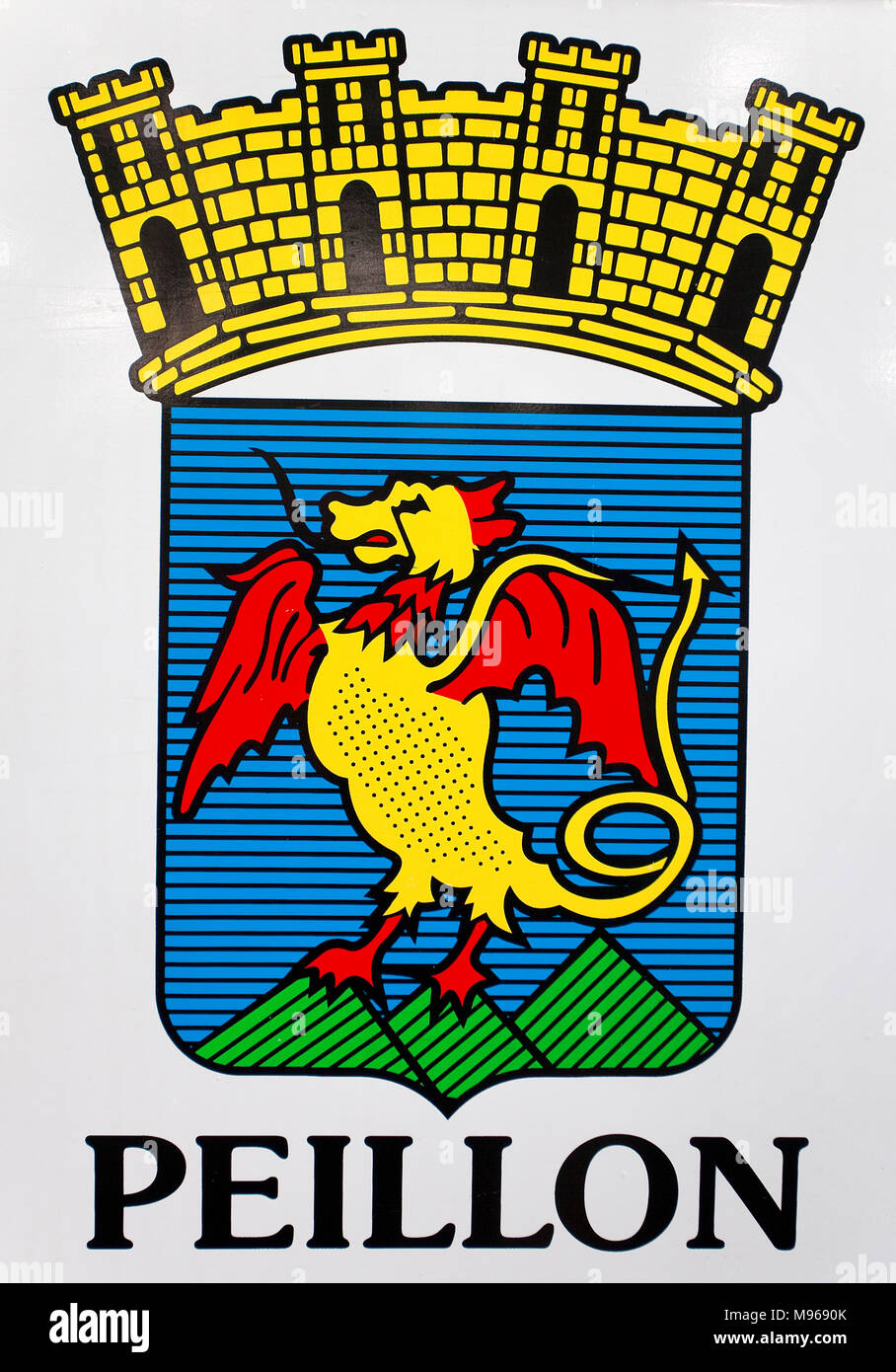 Stadt Wappen der mittelalterlichen Dorf Peillon, Südfrankreich, Alpes-de-Haute-Provence, Côte d'Azur, Frankreich, Europa Stockfoto