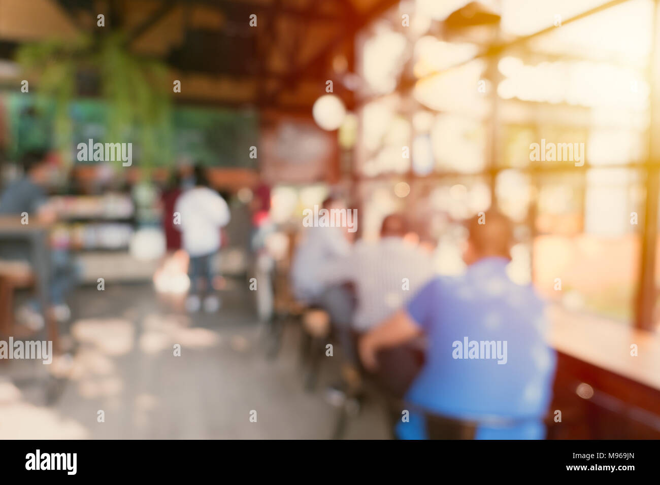 Blur cafe Coffee Shop mit Menschen morgen Abstract für Hintergrund Stockfoto
