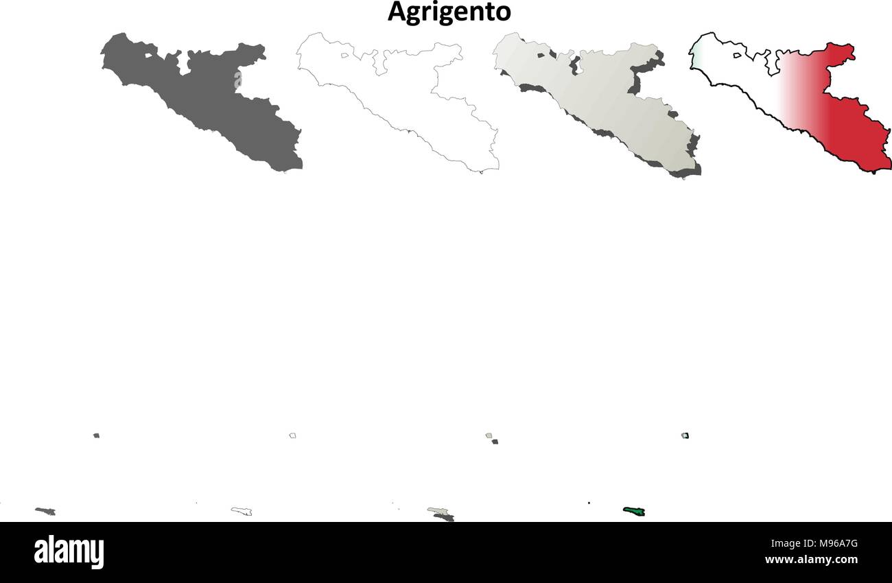 Agrigento leer detaillierte Gliederung Karte gesetzt Stock Vektor