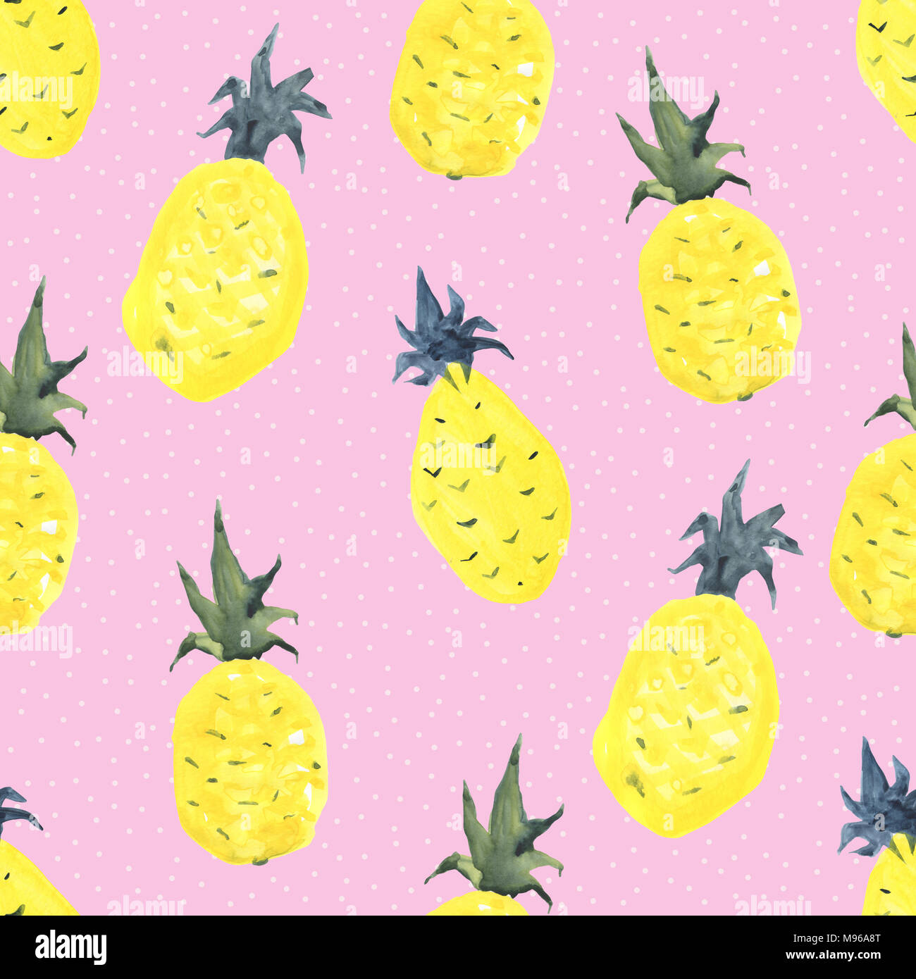 Ananas Hintergrund. Aquarell tropic Muster Stockfoto