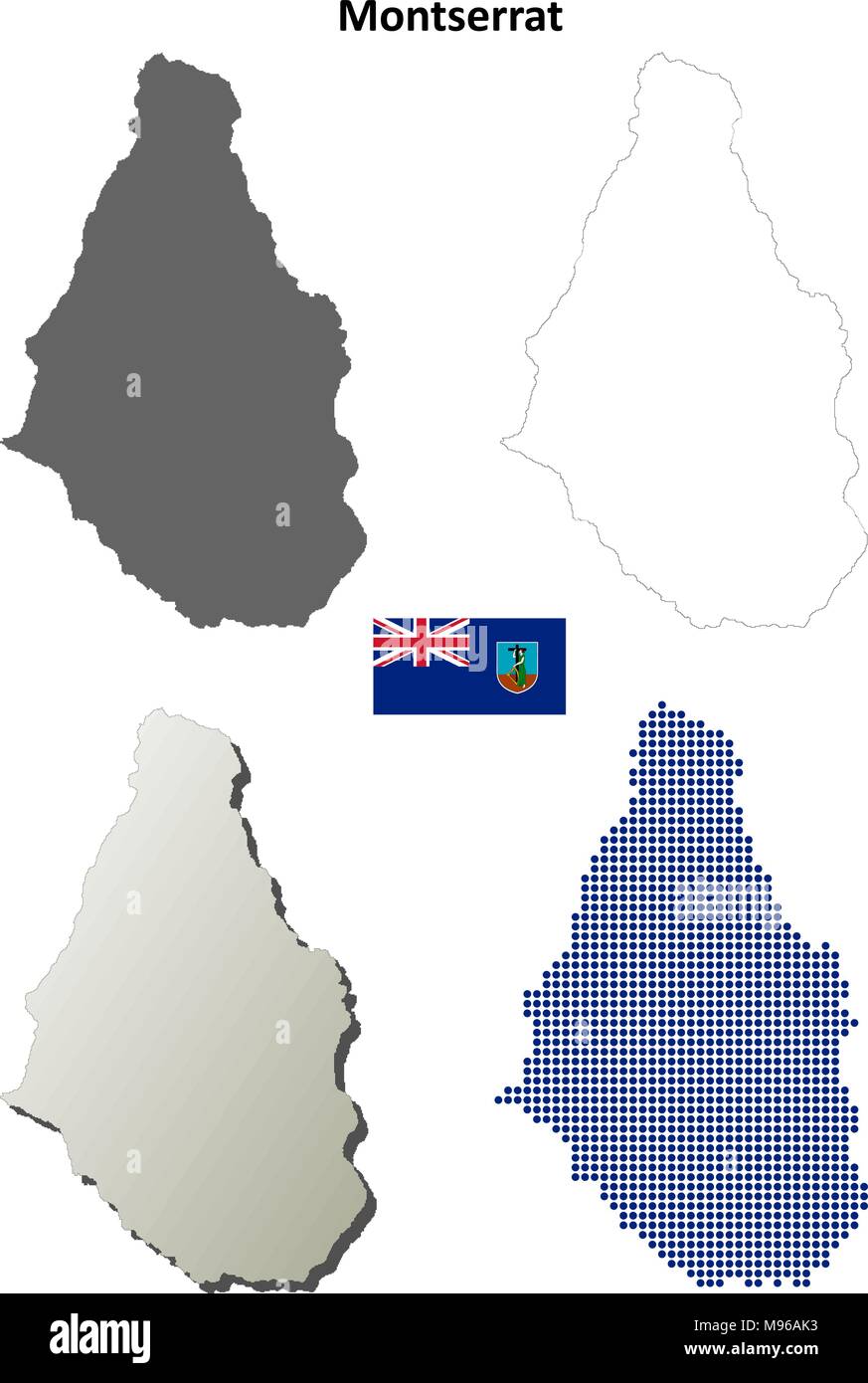 Montserrat-Umriss-Karte gesetzt Stock Vektor