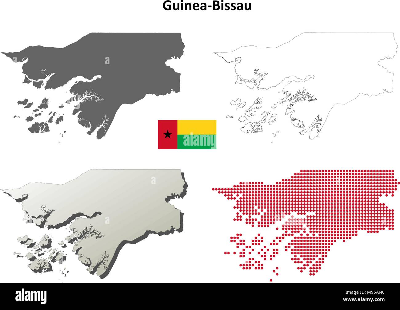 Guinea-Bissau-Umriss-Karte gesetzt Stock Vektor