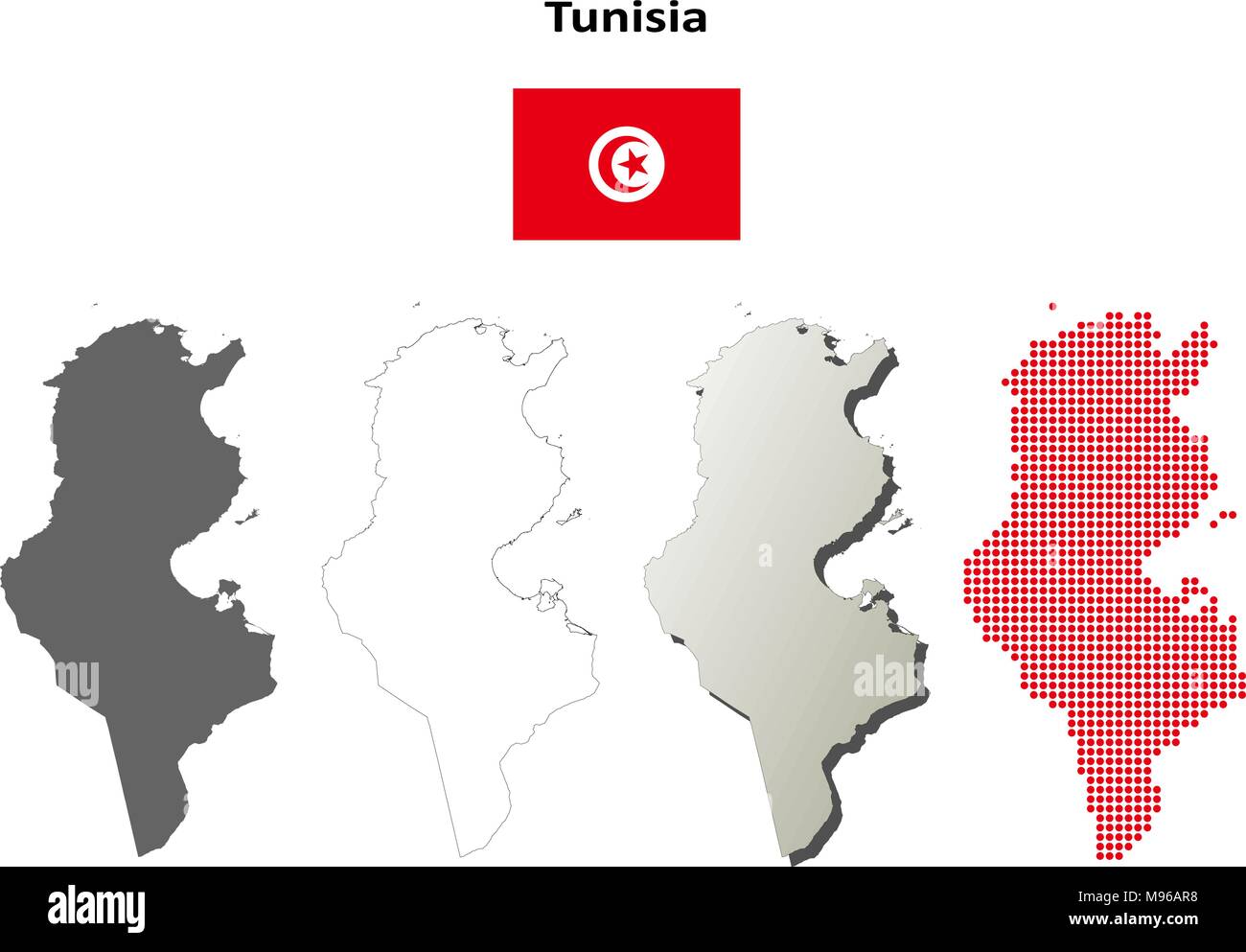 Tunesien-Umriss-Karte gesetzt Stock Vektor