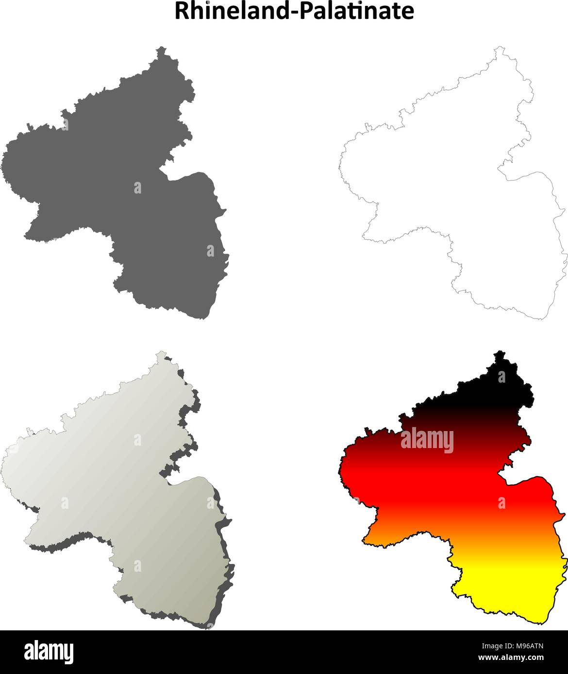 Rheinland-Pfalz leere Umriss Karte gesetzt Stock Vektor